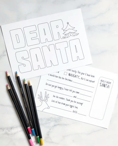 Colour in Dear Santa Postcard (for little or big kids who believe in Santa)