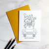 Colour in Christmas Card Festive Car (Pack of 4)