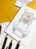 Colour in Christmas Card Festive Car (Pack of 4)