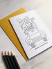 Colour in Christmas Card Festive Car (Pack of 4)