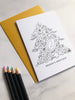 Colour in Christmas Card Bird in Tree (Single card)